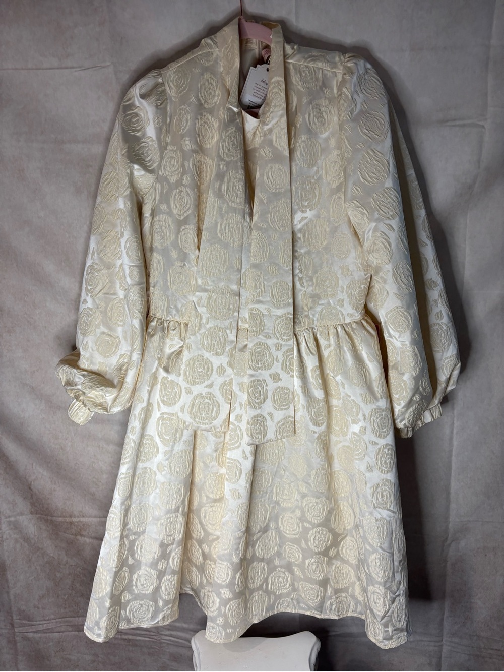 Ivy City Co Cream Floral Jacquard Midi Dress